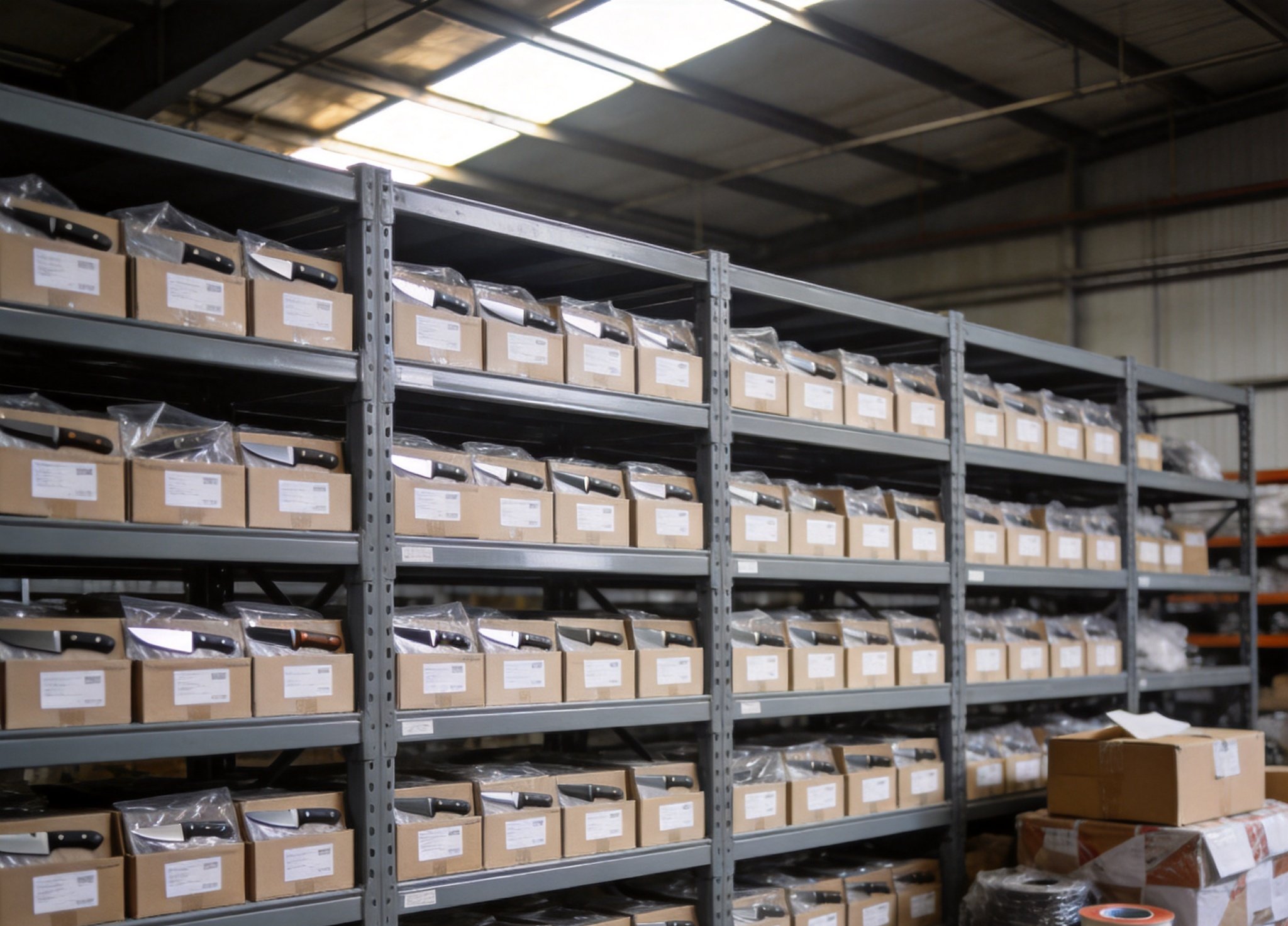 Carbide tooling warehouse — organized packaging